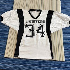 Vintage Arkansas Twisters Football Jersey Mens 34 White Black 34 Short Sleeve EC